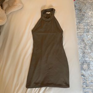 Urban outfitters silence + noise tight halter mini dress in olive green, size xs